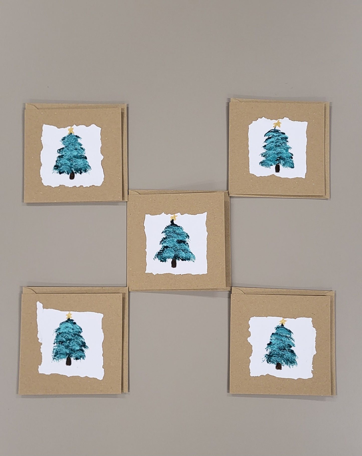 5pk Handmade Christmas Cards Trees