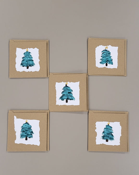 5pk Handmade Christmas Cards Trees
